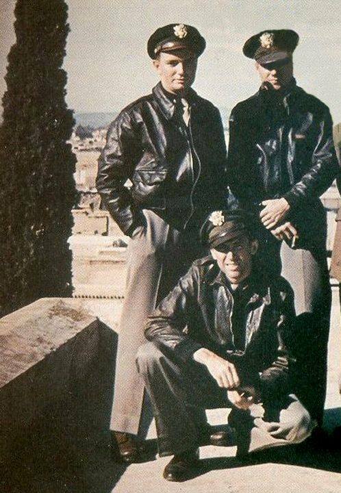 Cpt James Stewart with pilots of his squadron in Marrakesh  1943.jpg