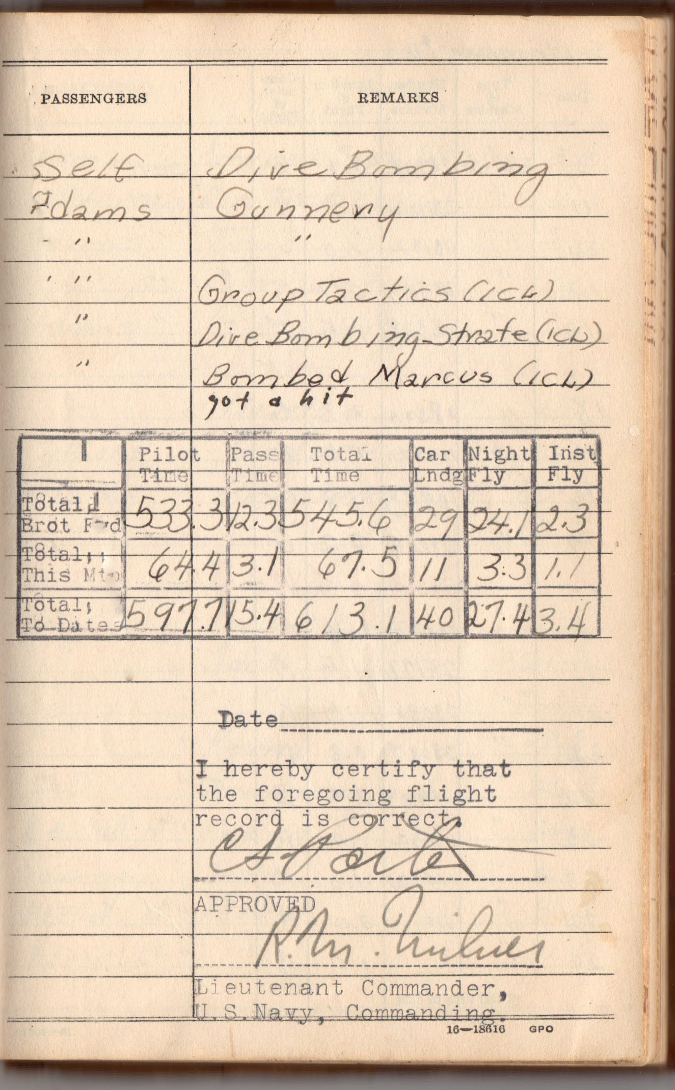 PORTERS Half August 1943 Combat Report